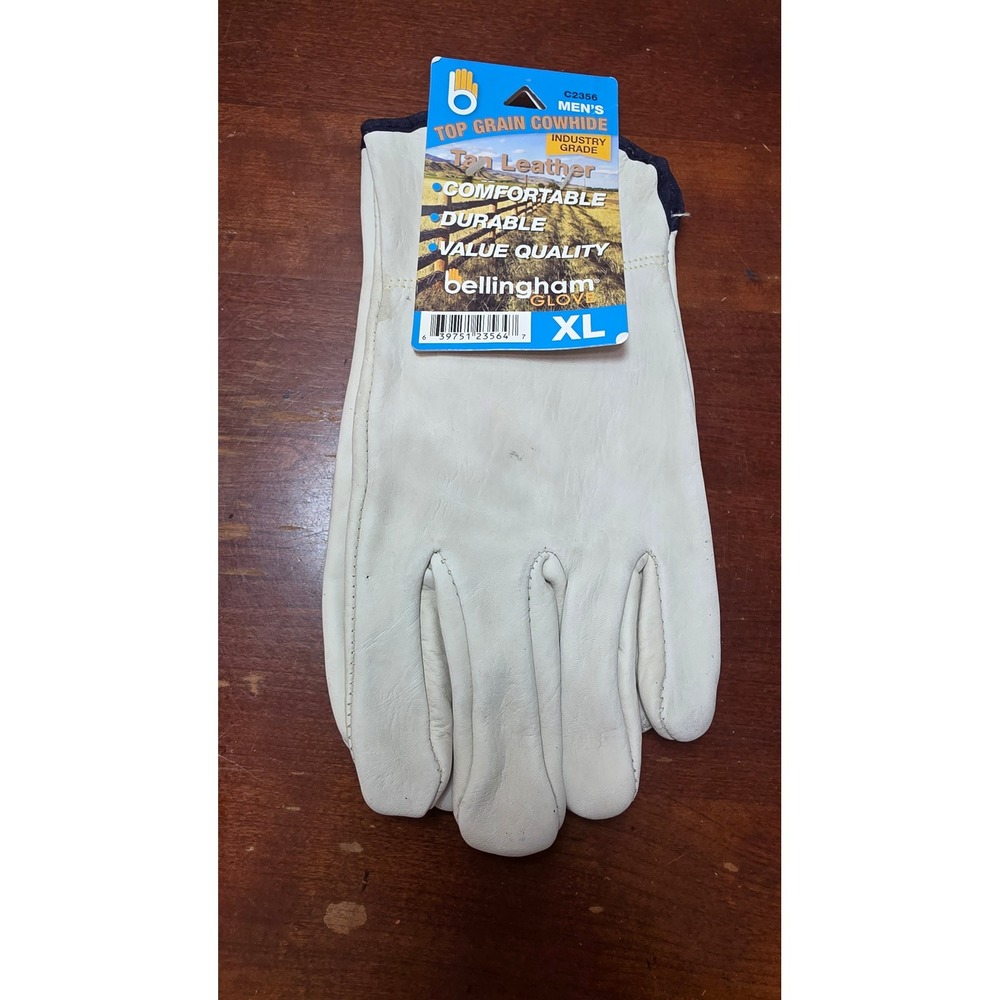 NEW Bellingham Glove Top Grain Cowhide Work Gloves Mens XL Tan‎ Leather C2356